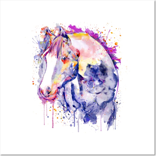 Horse Head Watercolor Portrait Wall Art by Marian Voicu